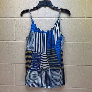 Ann Taylor LOFT Top Women Size Small Blue Multicolored Sleeveless Tank Striped